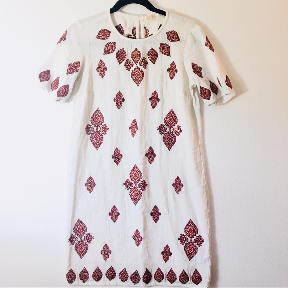 Michael Kors Embroidered 100% Cotton Linen Dress